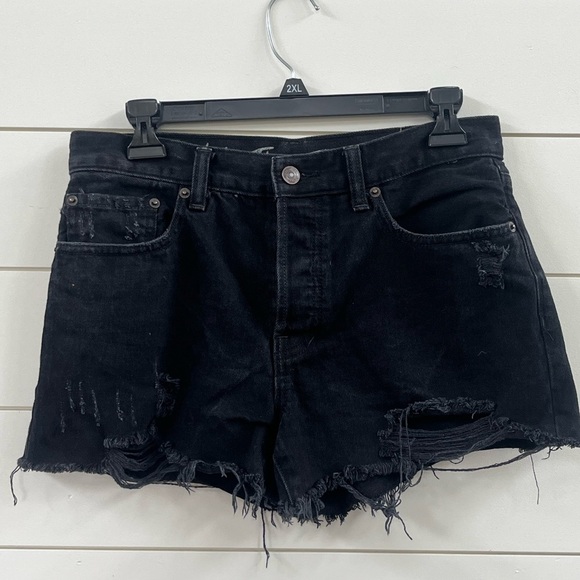 We The Free Black Jean Shorts Distressed Cut-Off - Picture 1 of 5